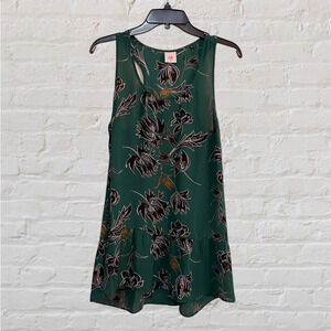 Cabi Zoe Falling Flowers Racerback Peplum Tank Top Sleeveless Blouse M Green